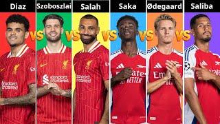 Comparison: L.Diaz Vs Szoboszlai Vs Salah Vs Saka Vs Odegaard Vs Saliba