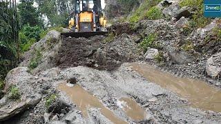 Compilation-Muddy Narrow Rural Mountain Roads Resurfacing with JCB Backhoe