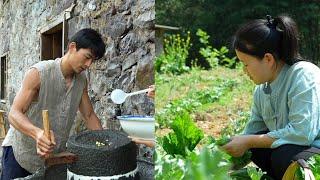 Long stone grinding love, strong tofu fragrance # my rural life # rural food life # rural guardian