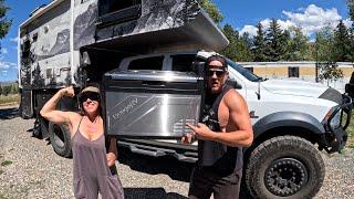 ADDING A CHEST FRIDGE FREEZER TO OUR DIY EARTHROAMER TRUCK CAMPER