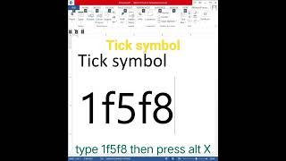 Tick Symbol in ms word shortcut key#viral#short#subscribe