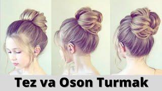 Easy two minutes Bun. Summer Bun hairstyles 2021.