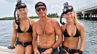 Teaching THE FISHER TWINS Freedive Spearfishing in Miami Florida