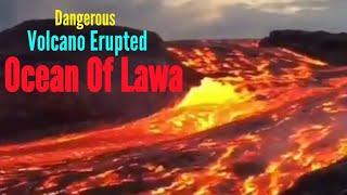 A Volcano Erupted in Iceland, Ocean of ​​​​Terrible Lava #volcano #iceland #travelism