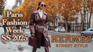 Hermès PARIS FASHION WEEK 2025 STREET STYLE. Unique Parisian style. Fashion VLOG from Paris