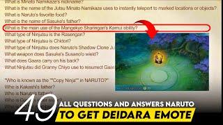 ALL QUESTIONS AND ANSWERS NARUTO TO GET DEIDARA EMOTE - NINJA ACADEMY EVENT | NARUTO X MLBB