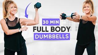 30 Min FULL BODY DUMBBELL WORKOUT To Burn Fat | Best Dumbbell Exercises for Ages 50+