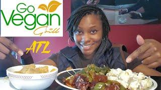 Go Vegan Grill|BBQ Beef Short Ribs, Collard Greens, Potato Salad, Peach Cobbler