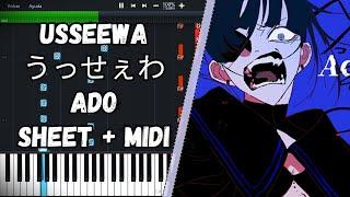 Usseewa うっせぇわ / Ado PIANO TUTORIAL SHEET + MIDI