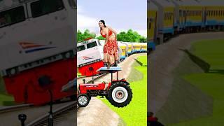 cute aunty dance vs trucktor stop high speed train #moj #trending #youtubeshorts #funny #shortsfeed