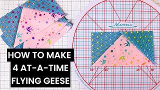 Quick and easy 4 at-a-time flying geese quilt blocks + QUILTY MATH for perfect oversized blocks