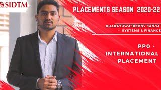 SIDTM Pune - International Placement  - PPO | 2020-22 | Bharathwajreddy Janga | Symbiosis