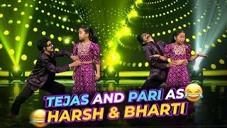 Tejas and Pari Dance as Harsh and Bharti | India's Best Dancer vs Super Dancer | Tejas | Pari Tamang