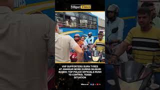 VHP Supporters Burn Tyres at Jhankar More During Siliguri Bandh