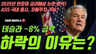 테슬라 -8% 급락, 주가하락의 이유는? 2025년 연준의 금리예상 논란 분석! 테슬라 ASS 국내 출시, 자동주차 가능 영상공개 !