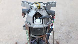 A powerful homemade machine made from the engine of a washing machine!