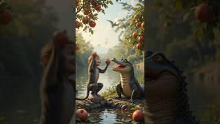 The crocodile and the monkey were good friends,but the crocodile betrayed him! #ai #shortfeed
