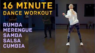 16 Minute Follow Along Dance Workout Back View - Merengue, Cumbia, Salsa, Samba, American Rumba