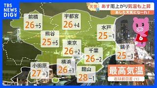 【10月24日 関東の天気】あす雨上がり気温も上昇｜TBS NEWS DIG