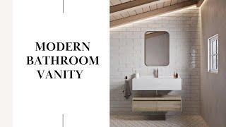 Wall-Mounted Bathroom Vanity in Calacatta and White Oak