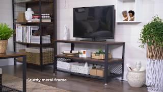 Industrial TV Furniture, TV Storage Stand, Wood TV Stand with Metal Frame - LTV40BX - VASAGLE