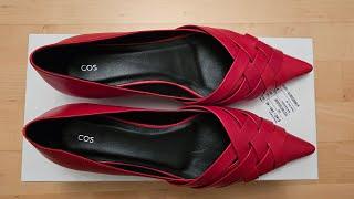 Unpacking my new red shoes from COS!!!