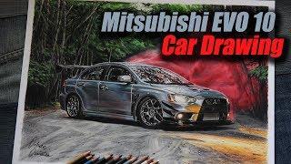 Mitsubishi EVO 10 in the Forest Realistic Car Drawing | Orhan Ozvatan