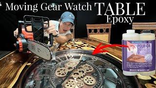 HOW TO MAKE EPOXY TABLE  (With Moving Gears Wall Clock)