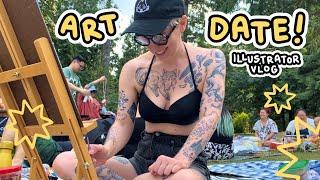 ART VLOG  beach day with art friends & plein air | self employed illustrator