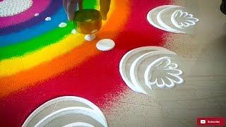 Rainbow Rangoli Design for Diwali