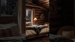 Cozy Winter Log Cabin Ambience  #relax #ambience #asmr #snowfall #fireplace #sleep #winterambience