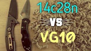 Edge Retention Test! 14c28n vs VG10 blade steel comparison - Which holds longer? Delica vs E571