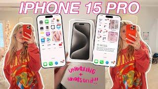 IPHONE 15 PRO UNBOXING + WHAT'S ON MY IPHONE! *white titanium*