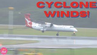 INSANE Landing! QANTAS Dash 8 Battles Extreme Winds from CYCLONE ALFRED @ BNE ️️