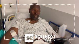 CBS New York's Alice Gainer speaks with bystander injured in police shooting