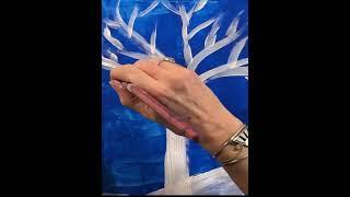 AMAZING Snowy Winter Landscape Acrylic Painting Demo #shorts #art #acrylicpainting