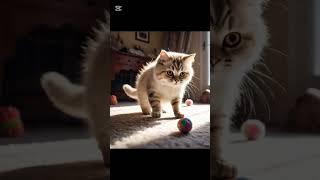 Cute cat is playing in Water park #ai #cat #kettens #cuteanimals #assemblyai