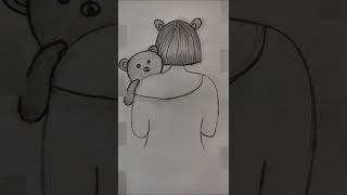 Girl With Teddy | Step By Step Drawing | Ruby Art World...