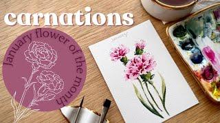 Watercolor carnations- January birth month flower