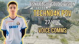 Techno4K POV w/Mzinho + VOICE COMMS CS2 ESN LEAGUE GOLD DIVISION (27/1/7) August 26th 2024