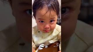 【可愛すぎ】初めてパパに叱られる1歳児の口 Baby being scolded by dad for the first time #shorts