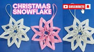 How To Make Christmas Snowflake ️ With Glitter Foam Sheet|| Diy 3D Snowflake|| Christmas Crafts||