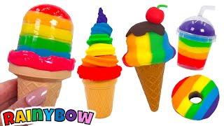 Play Doh Toy Kitchen | Create Rainbow Ice Creams