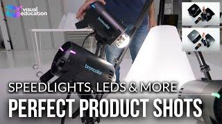 How to Get AMAZING Product Photography Results with Speedlights, LEDS, and More | Light Cone