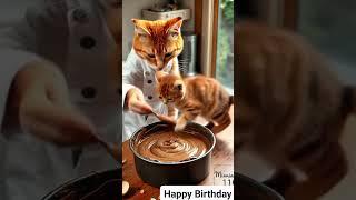 Wholesome Birthday Surprise! Mama Cat Bakes a Special Cake for Mishiz #CatChef #FoodieFun #shorts