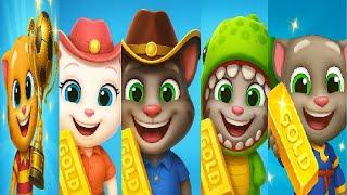 Talking Tom Gold Run Summer of Sports VS  Chasing for Snakes Dinosaur World Halloween Snake Off  Tom