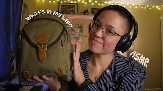 What's in my bag?  (ASMR version) | soft spoken rambles, tapping, fabric sounds