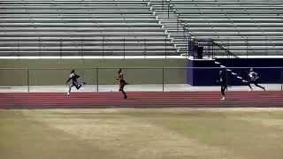 Ebony Jackson vs Tyler Mapson Jr 11-12yr old CCYTL 4x100m Relay March 30, 2014