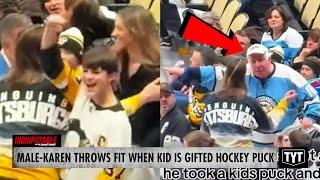 WATCH: Man Throws Hissy Fit After Kid Gets Hockey Puck At Game