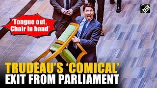 ‘Tongue out, chair in hand…’ Canadian PM Justin Trudeau’s ‘comical’ exit from Parliament